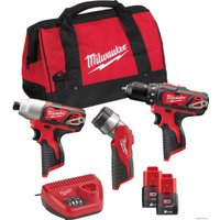  Milwaukee М12 ВPP3А-202B 4933441225 (шуруповерт, винтоверт, фонарь, 2 АКБ, сумка)