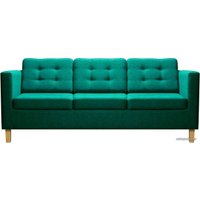 Диван Brioli Дилли клетка Д трехместный (рогожка, J16 азур/светлые ножки)