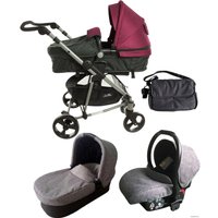 Универсальная коляска ForKiddy Siesta (3 в 1 + утепленный блок, бордовый)