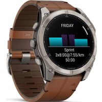 Умные часы Garmin Fenix 8 Sapphire 51мм (титановый, каштановый кожаный ремешок)