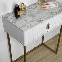 Туалетный столик без зеркала Shtabe Royal 5115 эко (мрамор каррара/золото/р.золото)