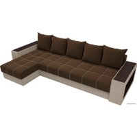 Угловой диван Лига диванов Дубай 105793 (левый, микровельвет, коричневый/бежевый)