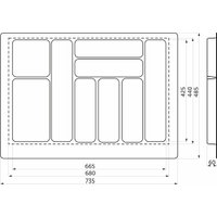 Лоток для столовых приборов AKS 800 Marble 735x485 (бело-серый мрамор)