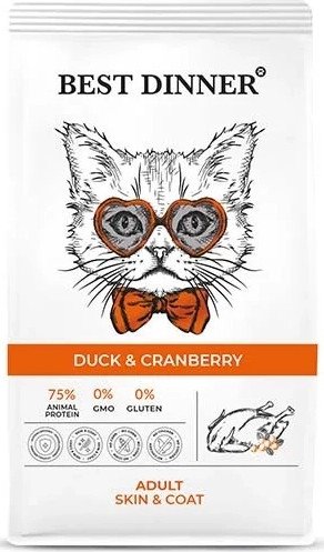 

Сухой корм для кошек Best Dinner Adult Cat Duck & Cranberry (1.5кг)