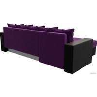 Угловой диван Лига диванов Дубай лайт левый (микровельвет фиолетовый/черный)