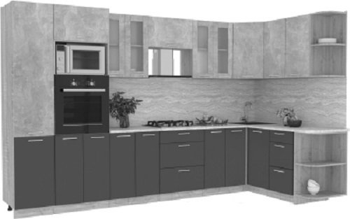 

Готовая кухня Интерлиния Мила 1.68x3.4 правая (бетон-антрацит-травертин)