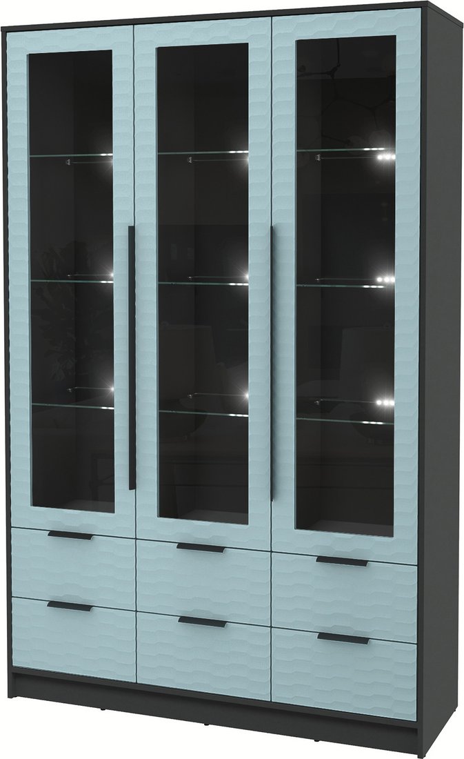

Шкаф-витрина Интерлиния Концепт Зодиак КТ-ШВ3 с подсветкой (антрацит/океан)