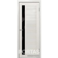 Межкомнатная дверь Portas S28 60x200 (французский дуб, стекло lacobel черный лак)