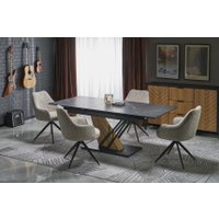 Кухонный стол Halmar Volant 160-200/90/76 (черный мрамор/дуб золотой)