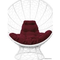 Кресло M-Group Кокос на подставке 11590102 (белый ротанг/бордовая подушка)