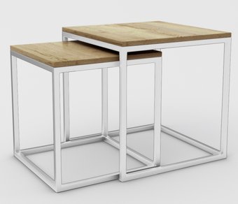 Журнальный столик Hype Mebel Дуэт 40x50-100 (белый/дуб галифакс натуральный)