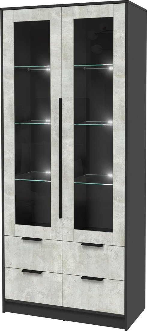 

Шкаф-витрина Интерлиния Концепт КТ-ШВ2 с подсветкой (бетон лайт/антрацит)