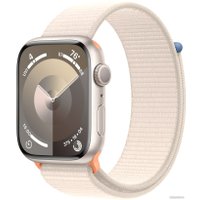 Умные часы Apple Watch Series 9 45 мм (алюминиевый корпус, звездный свет/звездный свет, нейлоновый ремешок)