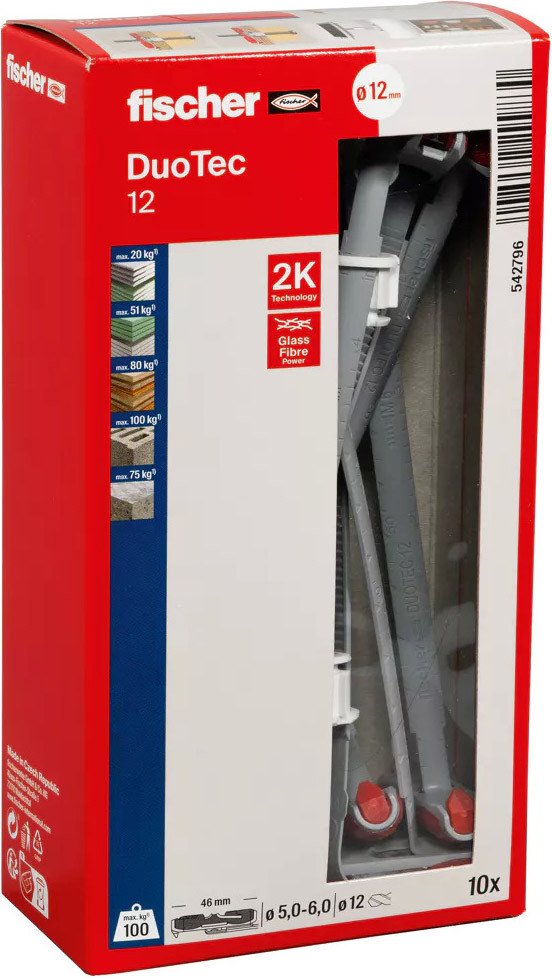 

Дюбель универсальный Fischer DuoTec 12 542796 (10 шт)