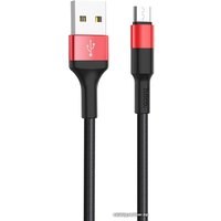 Кабель Hoco X26 USB Type-A - microUSB (1 м, черный/красный)