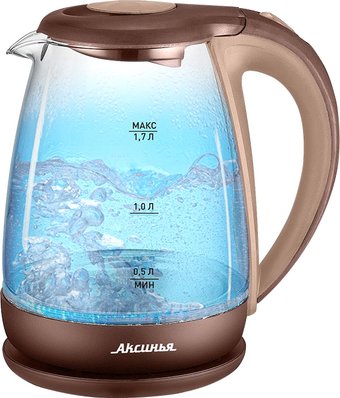 Электрический чайник Аксинья КС-1040 (бежевый/коричневый)