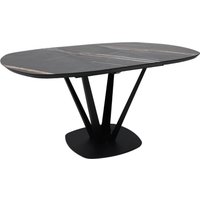 Кухонный стол Listvig Merlin 110-150х75 (МДФ+HPL-пластик черный Sahara Noir/черный)