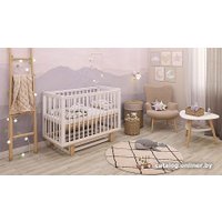 Классическая детская кроватка Polini Kids Simple 340 маятник (белый/натуральный)