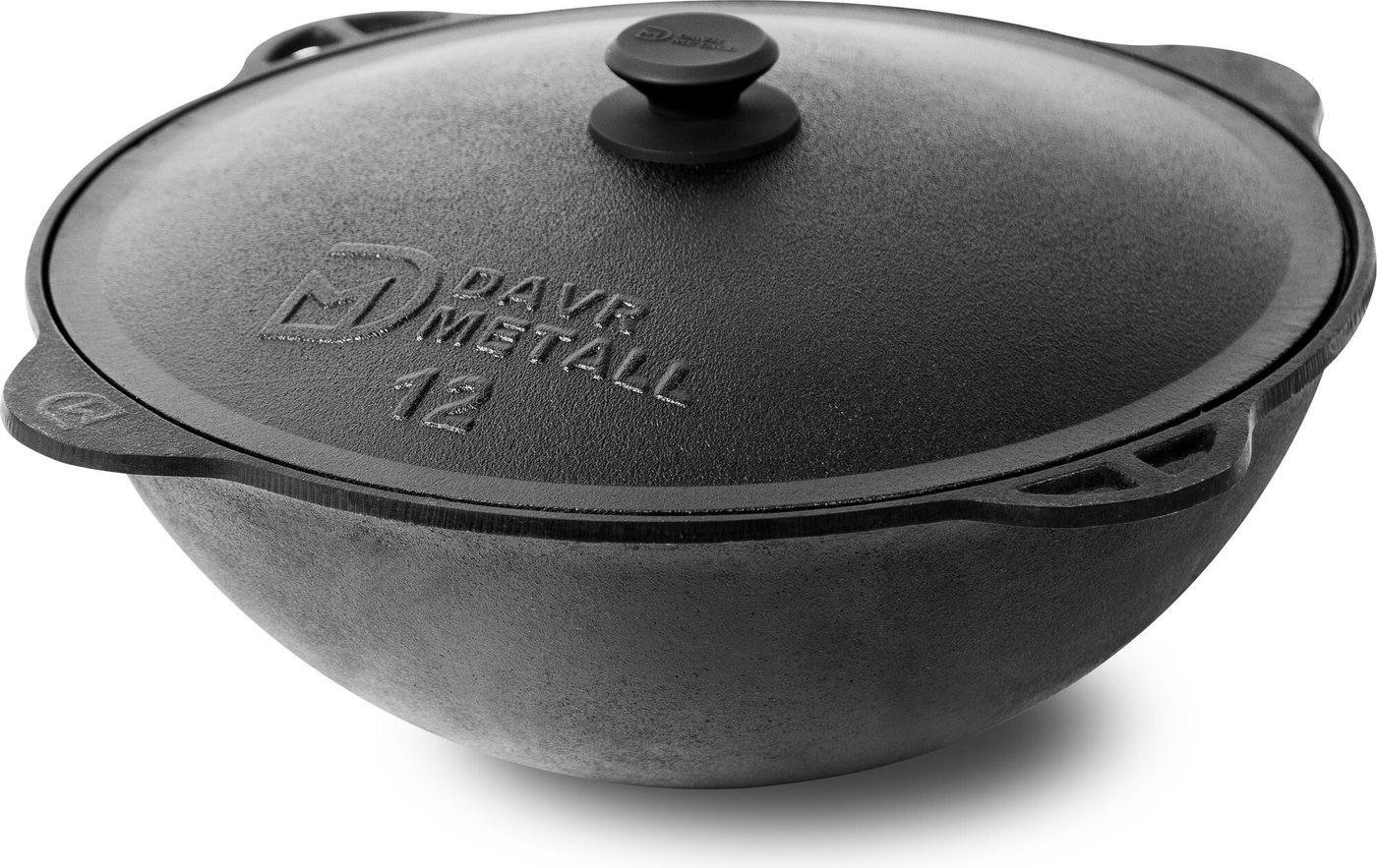 Казан Davr Metall с крышкой плоское дно (12 л)