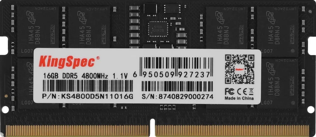 

Оперативная память KingSpec 16ГБ DDR5 SODIMM 4800 МГц KS4800D5N11016G