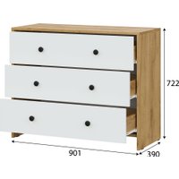 Комод Mio Tesoro Дольче 3 ящика (дуб золотистый/белый)