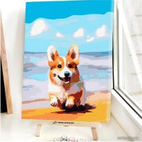 Картина по номерам Red Panda Корги На Берегу p54740