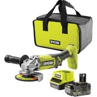 Угловая шлифмашина Ryobi RAG18125-1C40S 5133005643 (с 1-им АКБ, сумка)