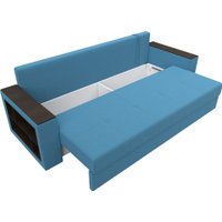 Диван Лига диванов Дубай Лайт полки слева 132283L (рогожка Амур 10 голубой)