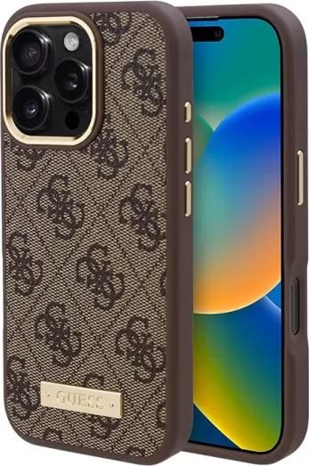 

Чехол для телефона Guess PU 4G Plate metal logo (MagSafe) для iPhone 16 Pro GUHMP16LU4GPRW