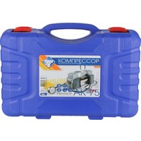 Автомобильный компрессор Nova Bright АК-75 (двухпоршневой, металлический корпус, кейс, LED-фонарь)