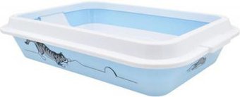 Туалет-лоток ZooExpress КИС большой 11043 (с рамкой с рисунком, цвет в ассортименте)