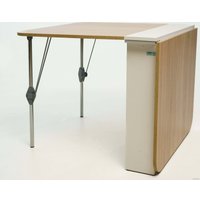 Стол-книга Stoloff Мечта 1600x850 (белый/дуб сонома, опоры складные, углы закругленные с роликами и ручками)