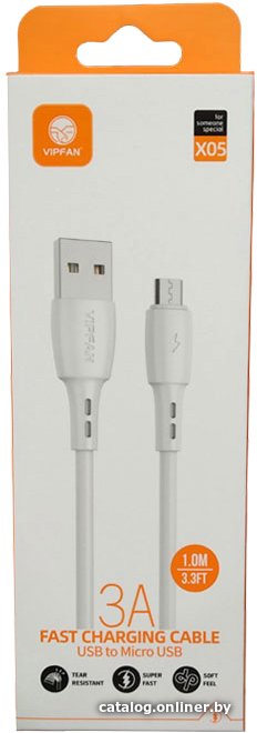Кабель Vipfan X05 USB Type-A -microUSB (1 м, белый)