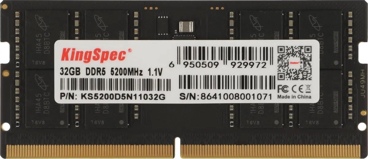 

Оперативная память KingSpec 32ГБ DDR5 SODIMM 5200 МГц KS5200D5N11032G