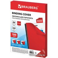 Пластиковая обложка для переплета BRAUBERG A4 300 мкм 100 шт 530942 (красный)