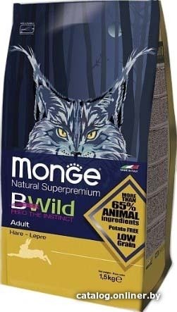 Сухой корм для кошек Monge Cat Bwild Low Grain Adult Hare 10 кг