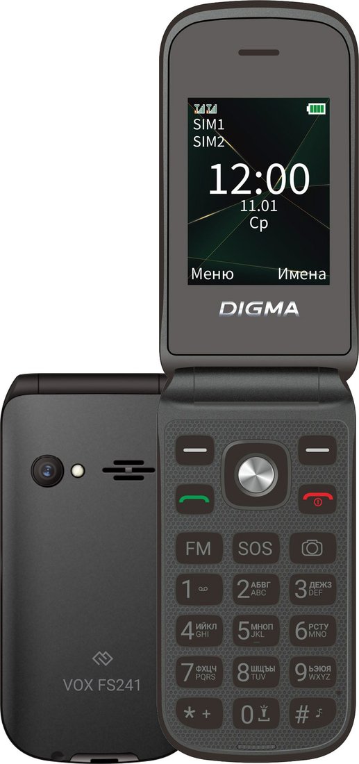 

Кнопочный телефон Digma Vox FS241 (черный)