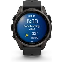 Умные часы Garmin Fenix 8 Sapphire 43мм (титановый угольно-черный DLC, пепельно-серый ремешок)