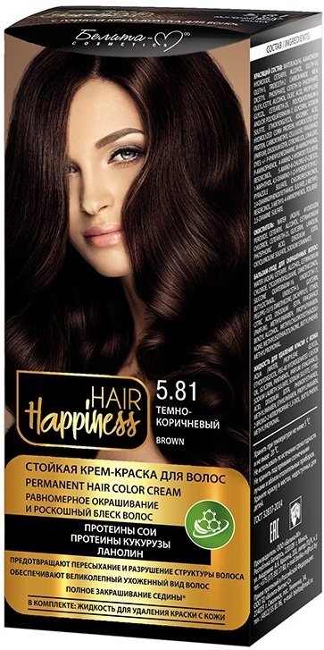 

Крем-краска для волос Белита-М Hair Happiness Стойкая 5.81 темно-коричневый