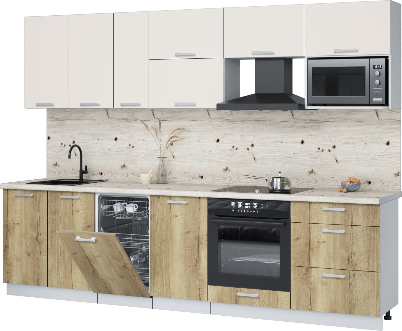 

Готовая кухня Интерлиния Мила Лайт 2.9-ПМ4 (персидский жемчуг/дуб золотой/бискайская сосна)