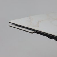 Кухонный стол Lepremo AV 2111 МДФ+керамика раздвижной 1200-1800x800 (белый глянцевый Carla Larkin/черный)