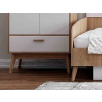 Шкаф распашной Мебельград Калгари 2-х дверный (дуб натуральный светлый/белый матовый)