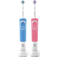 Комплект зубных щеток Oral-B Vitality 190 Duo 3D White + Cross Action (розовый/голубой)