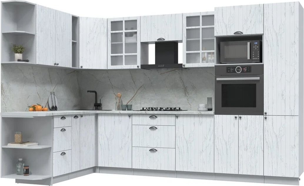 

Готовая кухня Интерлиния Берес 1.88x3.2 ВТ левая (дуб полярный/серый каспий)