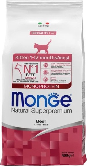 Сухой корм для кошек Monge Cat Speciality Line Monoprotein с говядиной (400 г)