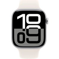 Умные часы Apple Watch Series 10 46 мм (алюминиевый корпус, серебристый/звездный свет, спортивный силиконовый ремешок M/L)