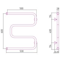 Полотенцесушитель Сунержа Ш-образный 600х500 30-0014-6050