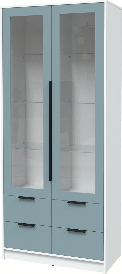 

Шкаф-витрина Интерлиния Концепт КТ-ШВ2 с подсветкой Глосс (белый платинум/океан)