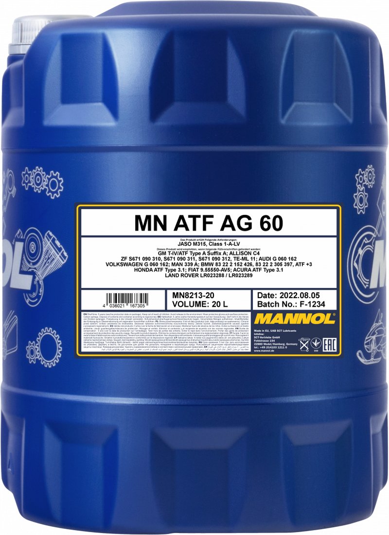 

Трансмиссионное масло Mannol ATF AG60 20л