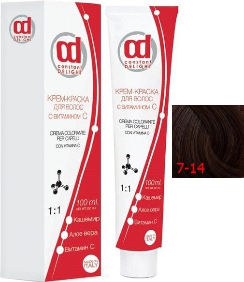 

Крем-краска для волос Constant Delight Crema Colorante с витамином С 7/14 средне-русый сандре бежевый